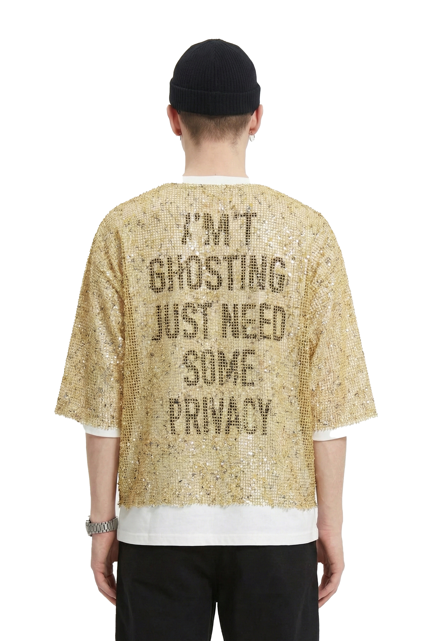 Camiseta corta de manga 3/4 con estampado de pétalos S/N 