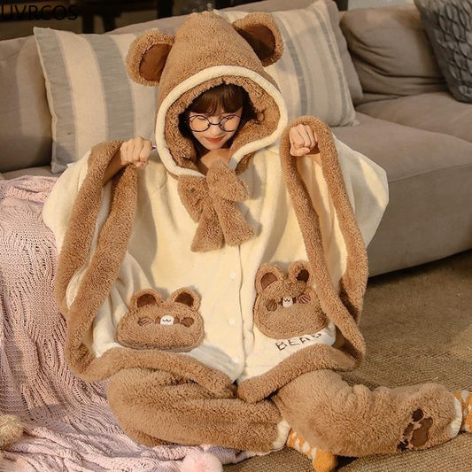 Pijama de capa de osito de peluche
