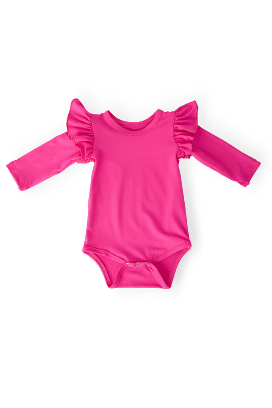 Hot Pink L/S Flutter Bodysuit