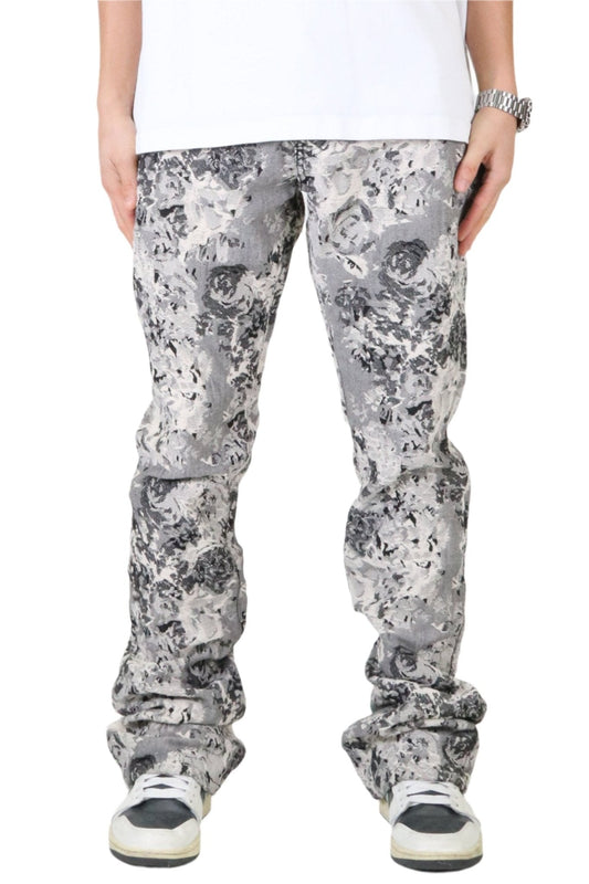 Pantalones vaqueros acampanados de corte apilado con jacquard premium para hombre de VISTA