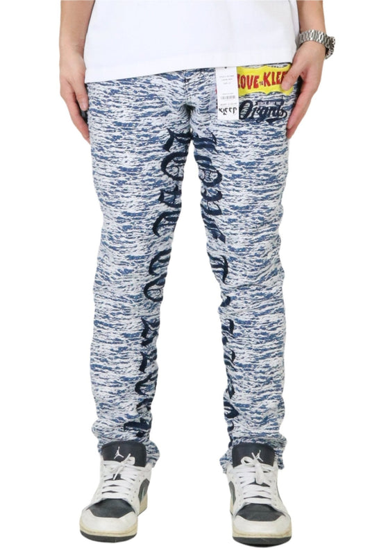 Pantalón vaquero ajustado con estampado jacquard premium de ROX para hombre 