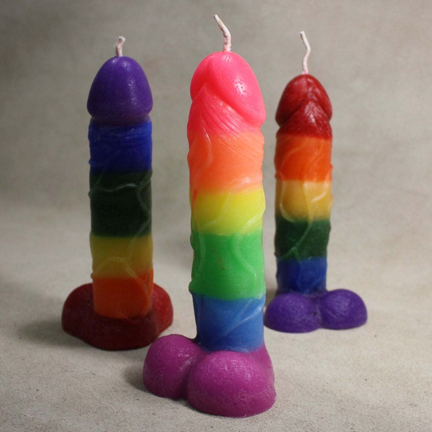 Big Flamer – Velas de cera para pene arcoíris – Velas multicolores para penes