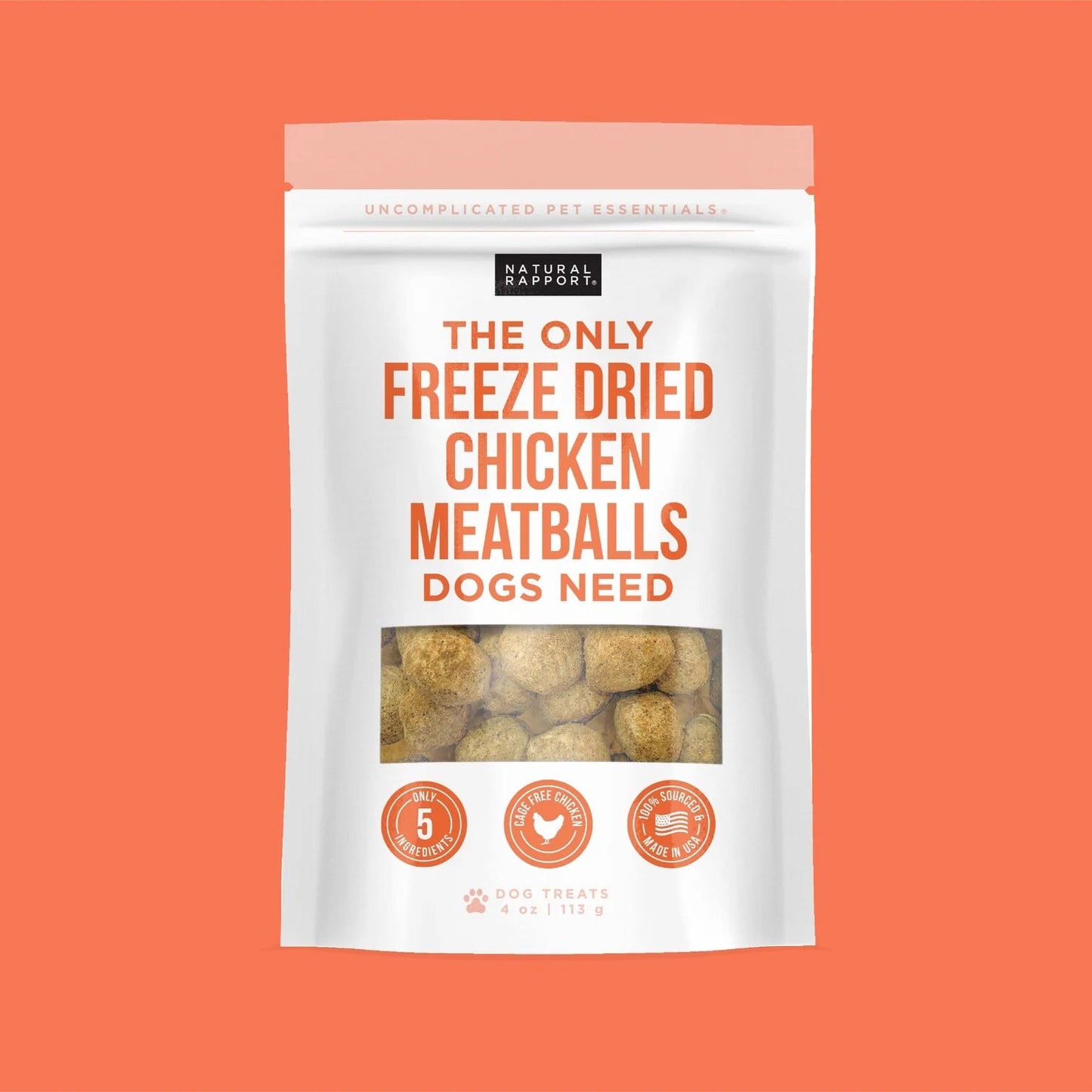 Natural Rapport The Only Freeze Dried Chicken Meatballs Dogs Need (4oz)