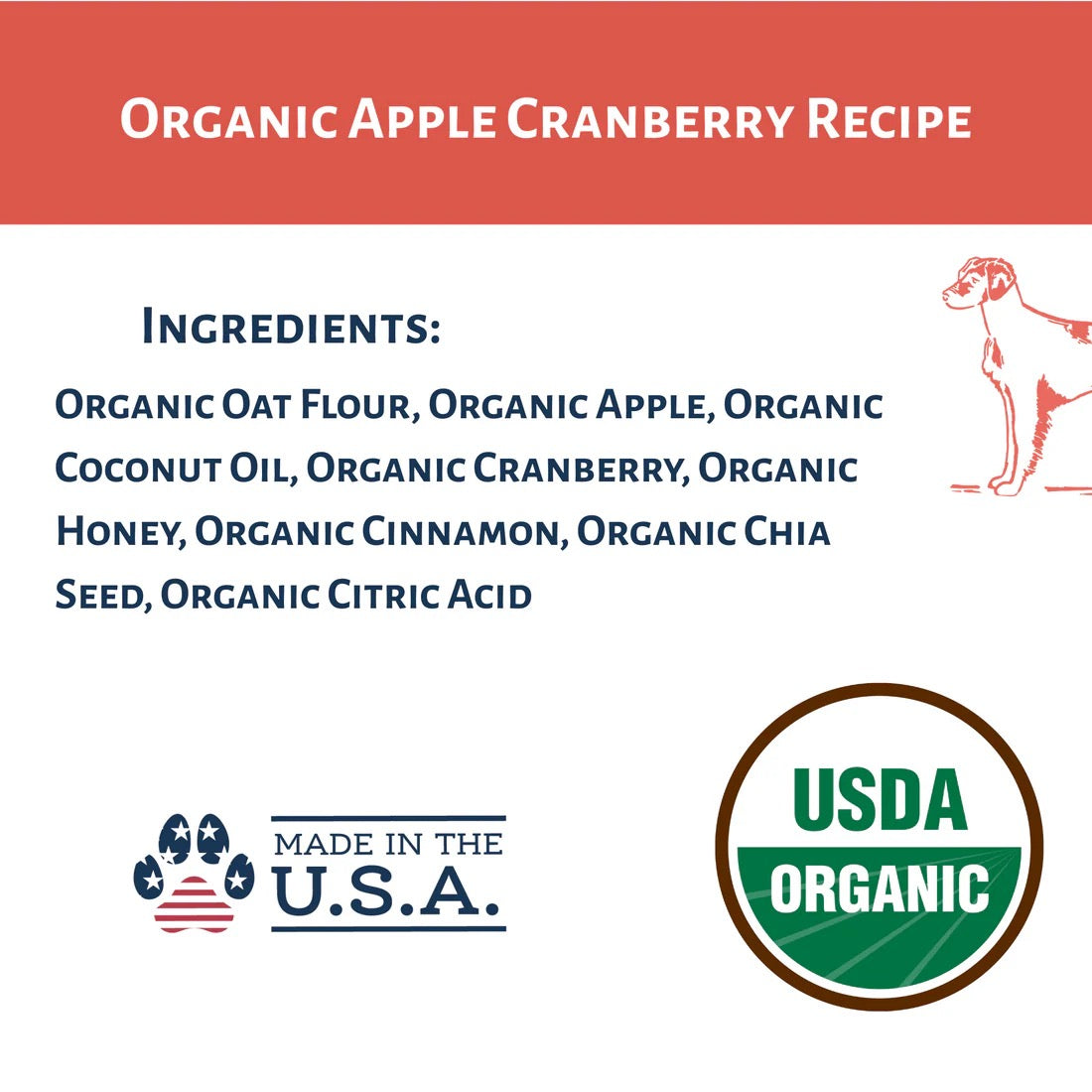 Dog Mamma's Organic Apple Cranberry Oven Baked Dog Treats (6oz)