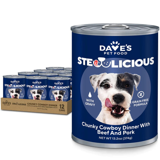 Dave's Stewlicious Cowboy Dinner w/ Beef & Pork Wet Dog Food (13.2oz)