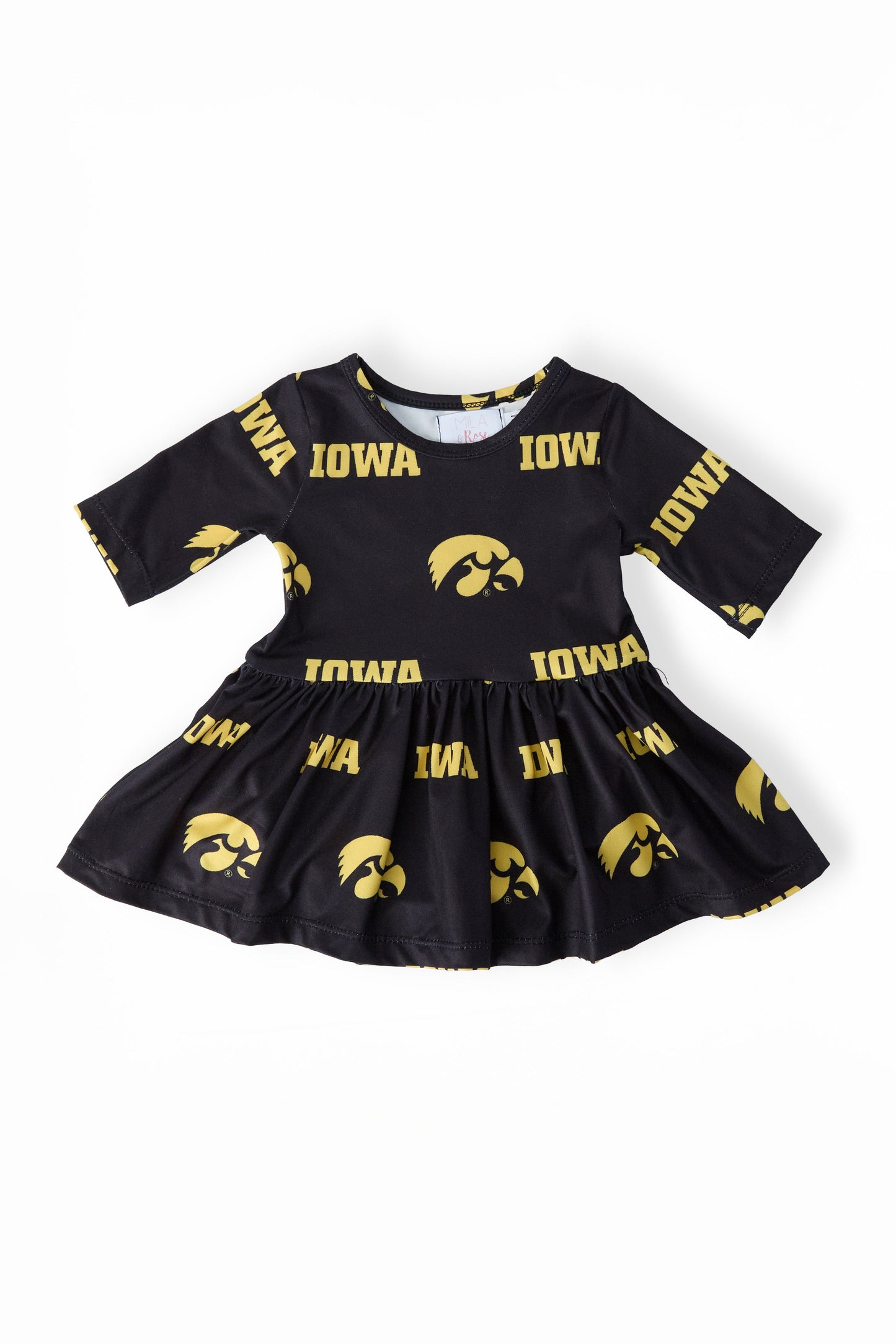 Iowa Black Tigerhawk 3/4 Sleeve Twirl Bodysuit