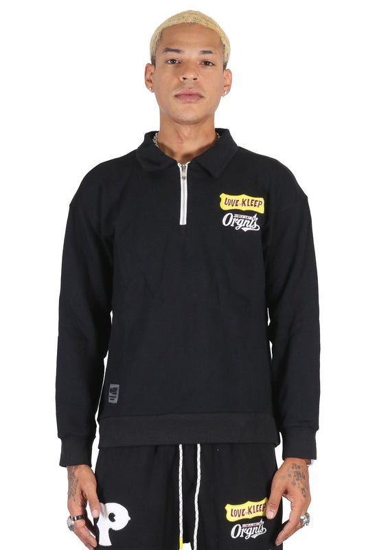 Camiseta NITRO de felpa francesa de primera calidad para hombre con cuello y cremallera de un cuarto.
