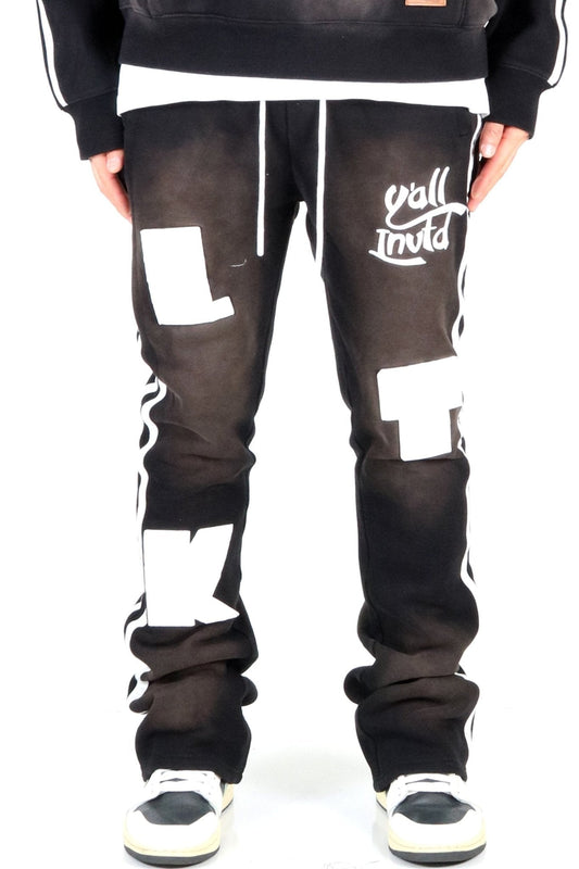 Pantalones acampanados ajustados con lavado vintage cepillado de peso pesado PEBBLE