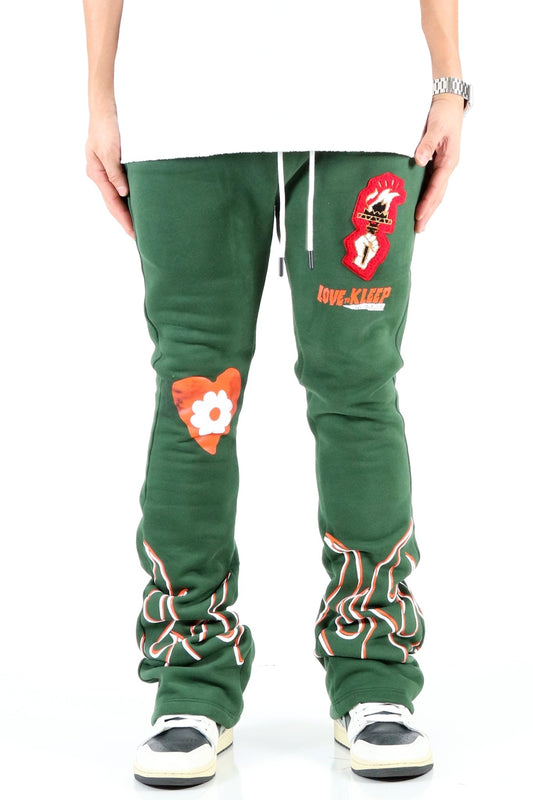 Pantalones acampanados ajustados con gráficos cepillados de peso pesado MEDUSA
