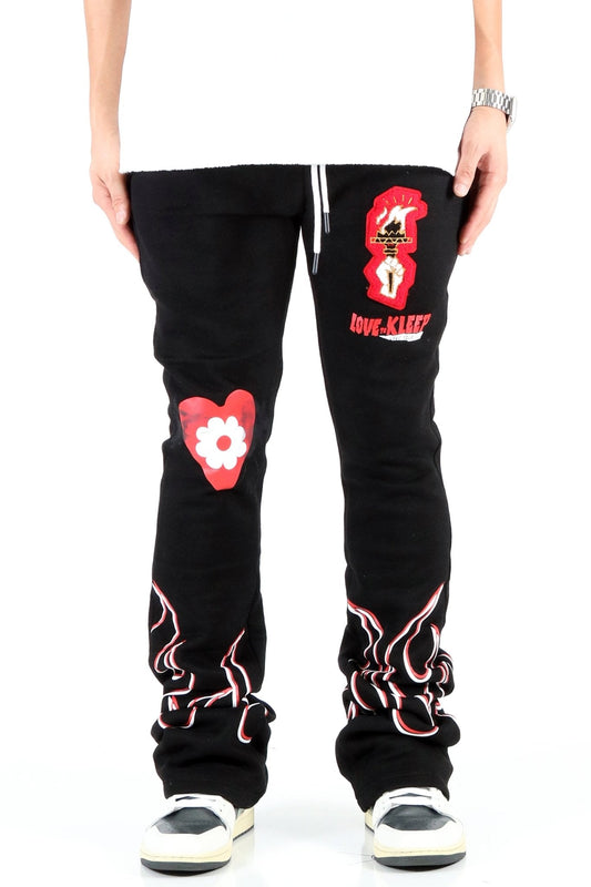 Pantalones acampanados ajustados con gráficos cepillados de peso pesado SPIDER