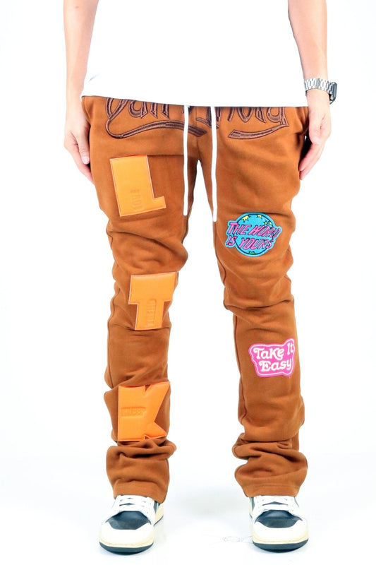Pantalones acampanados ajustados con gráficos cepillados de peso pesado GEORGE