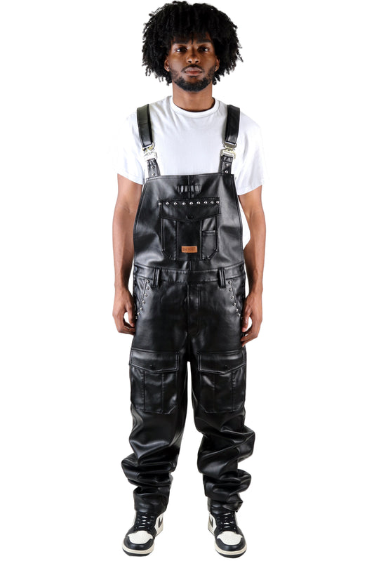 Pantalones tipo overol de piel sintética fina DRAKON