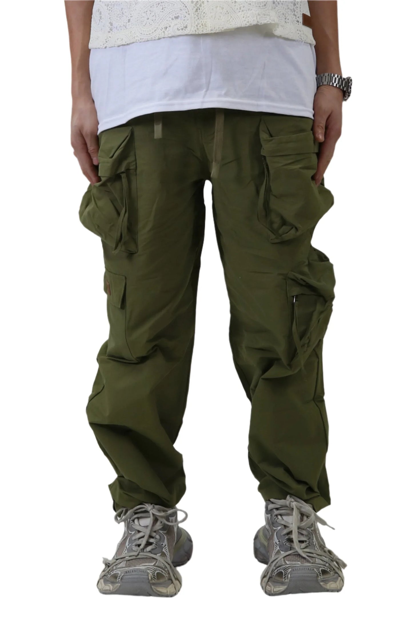 PANTALONES CARGO VONT DE CORTE ANCHO EN SARGA FINA DE NYLON