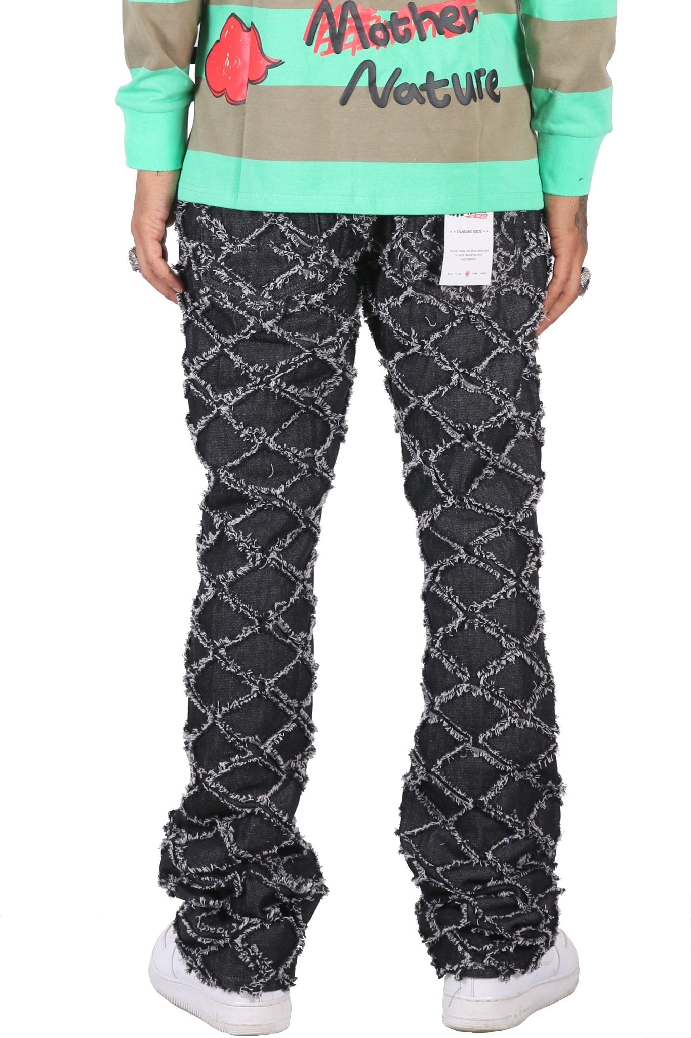 Pantalones vaqueros acolchados de corte acampanado con reparación antidesgarros de primera calidad para hombre de ACE
