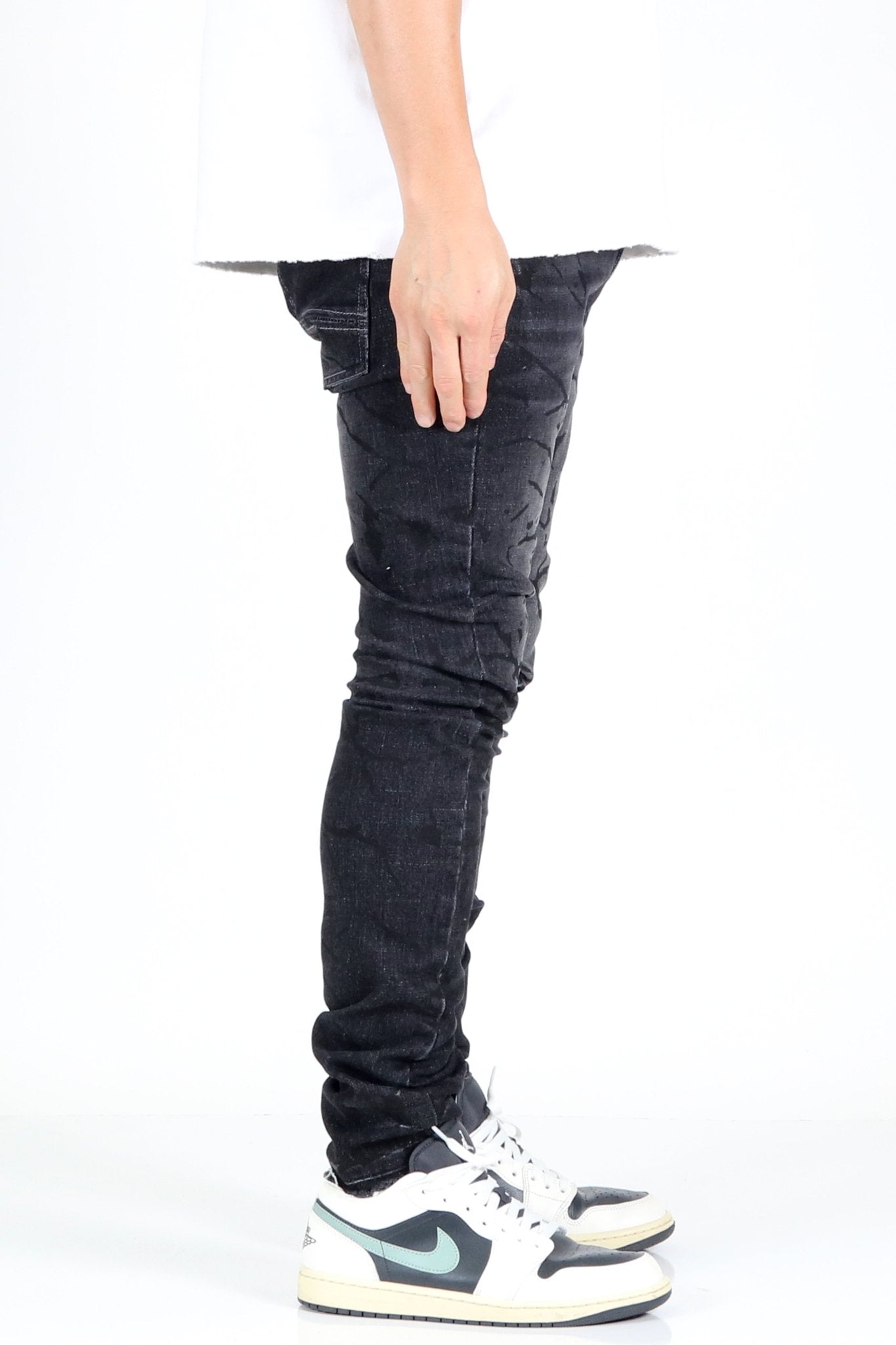Pantalones vaqueros ajustados de lavado pesado premium para hombre MADDOX