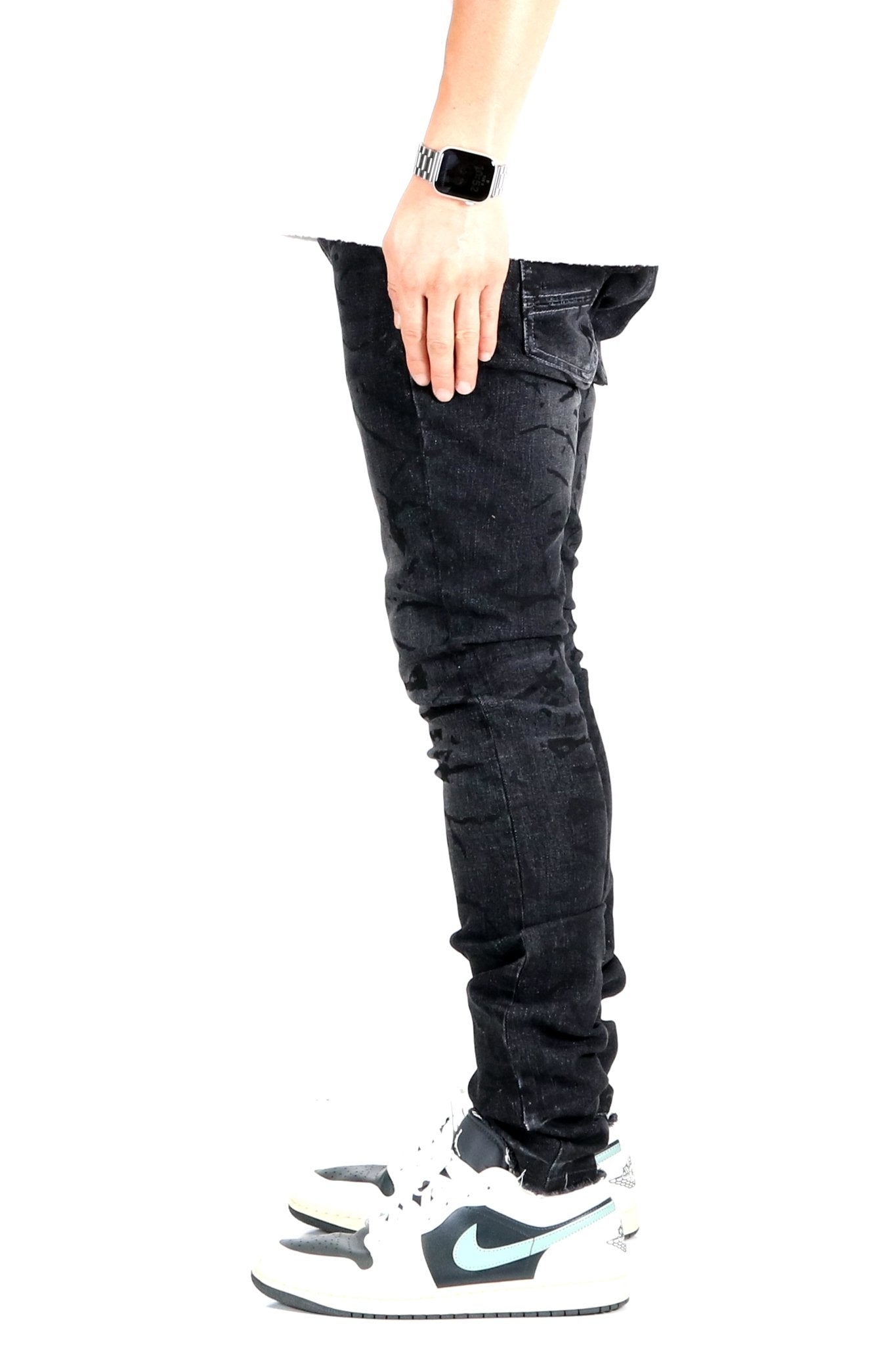Pantalones vaqueros ajustados de lavado pesado premium para hombre MADDOX