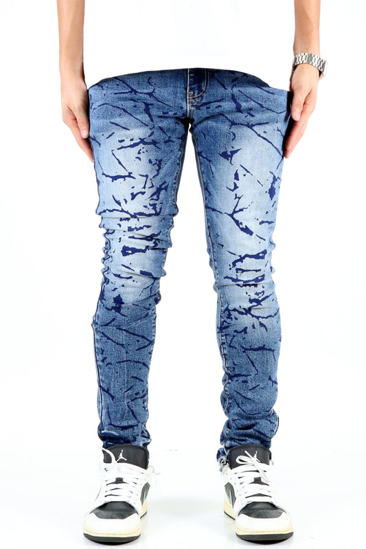 Pantalones vaqueros ajustados de lavado pesado premium para hombre de Vonzo