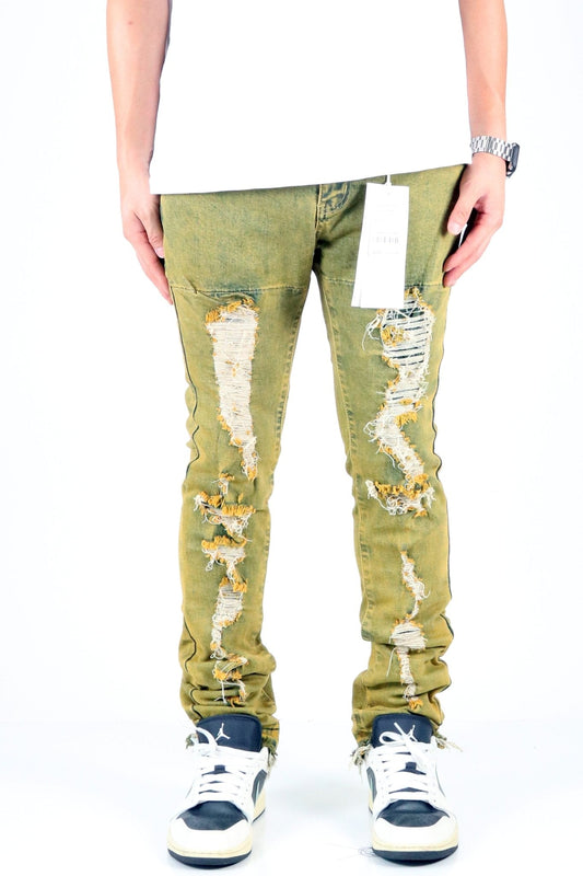 Pantalones vaqueros ajustados de lavado pesado premium para hombre RON