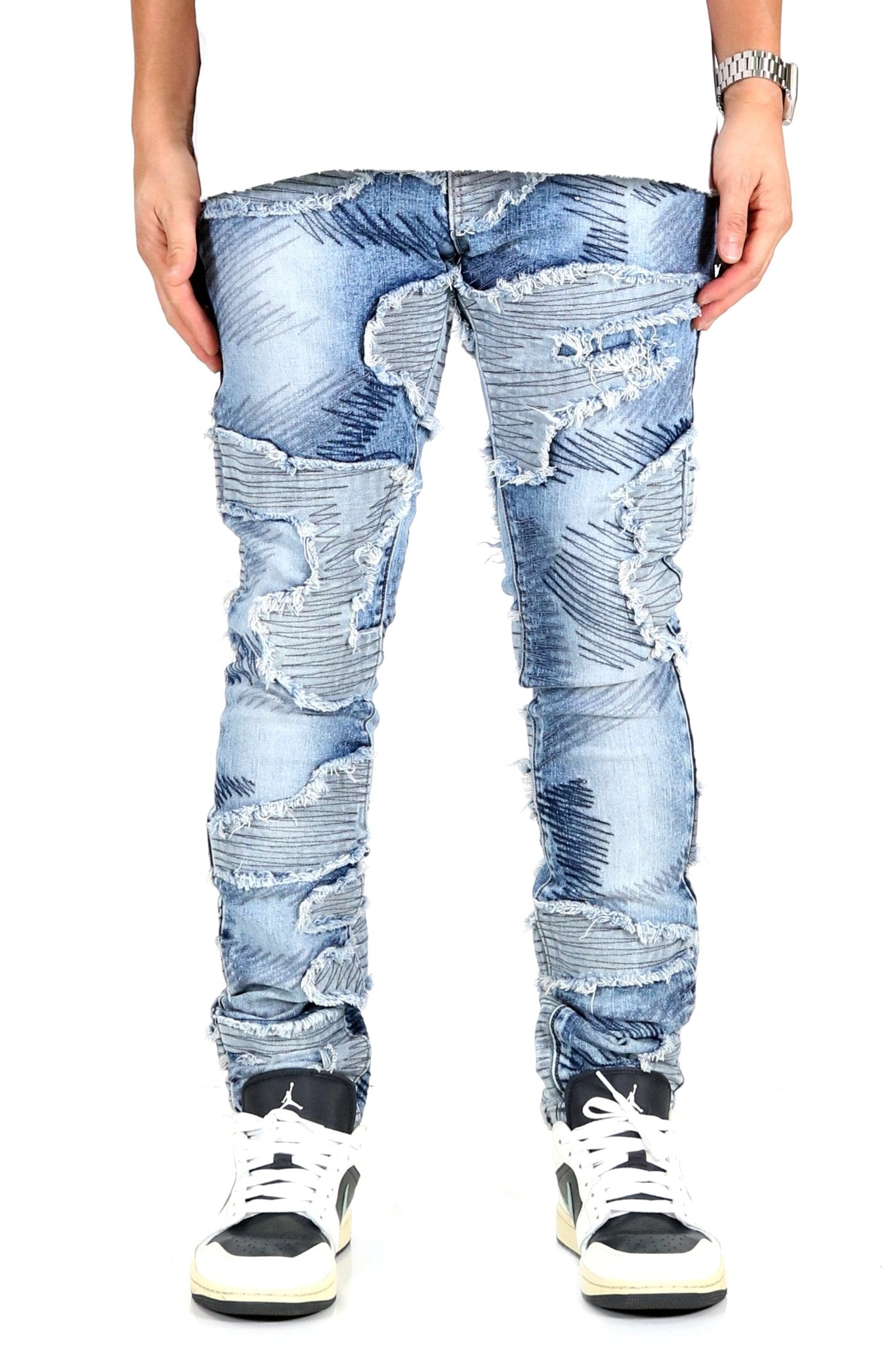 Pantalones vaqueros ajustados lavados pesados ​​premium SPHERE para hombre