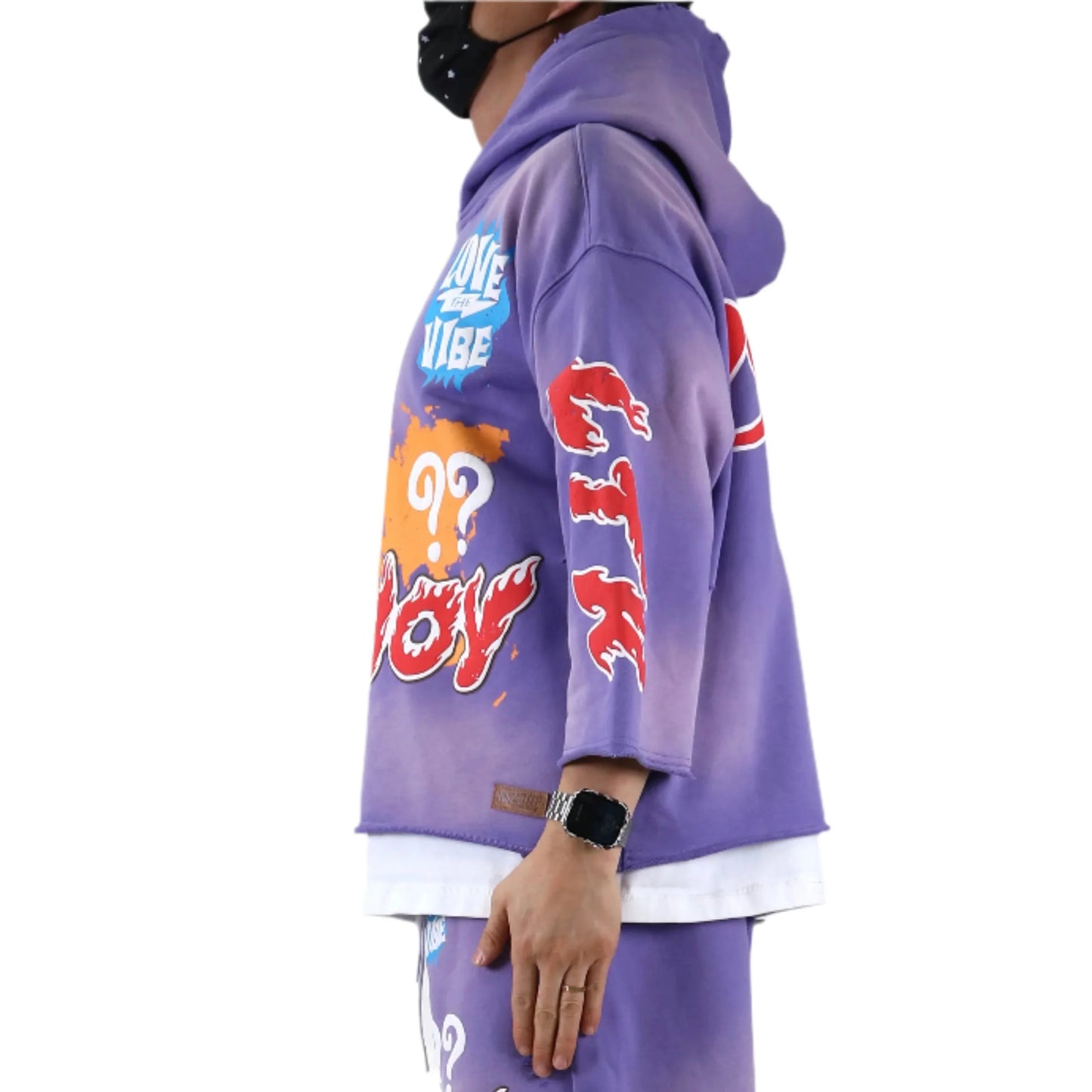 Sudadera con capucha y top corto de manga 3/4 de felpa francesa DIAZ