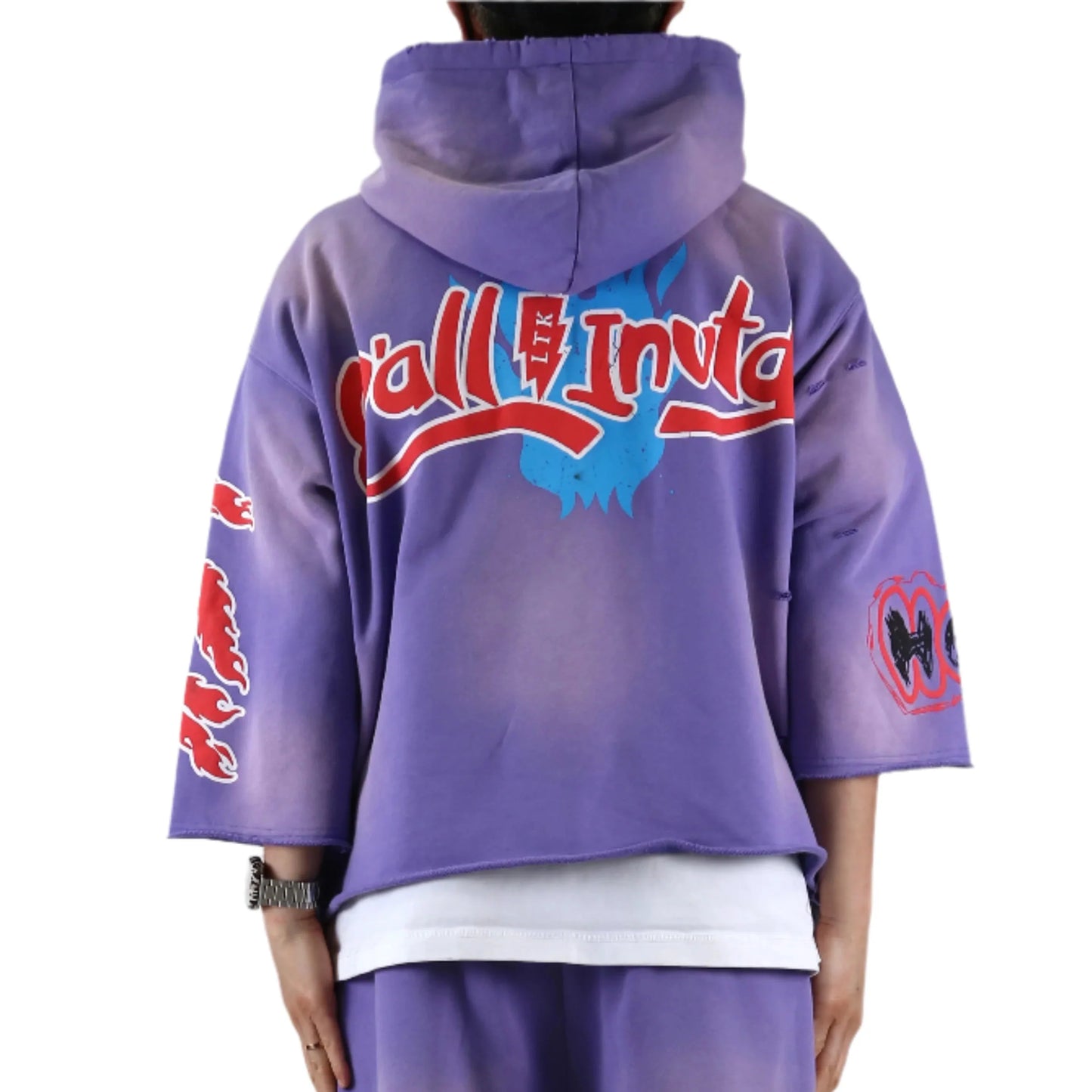 Sudadera con capucha y top corto de manga 3/4 de felpa francesa DIAZ