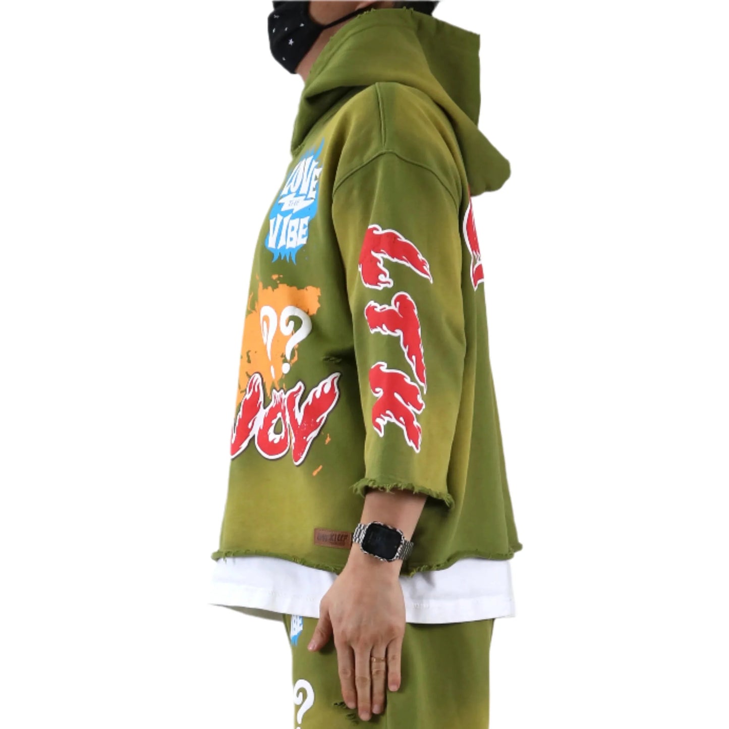 Sudadera con capucha y top corto de manga 3/4 de felpa francesa GARNIO