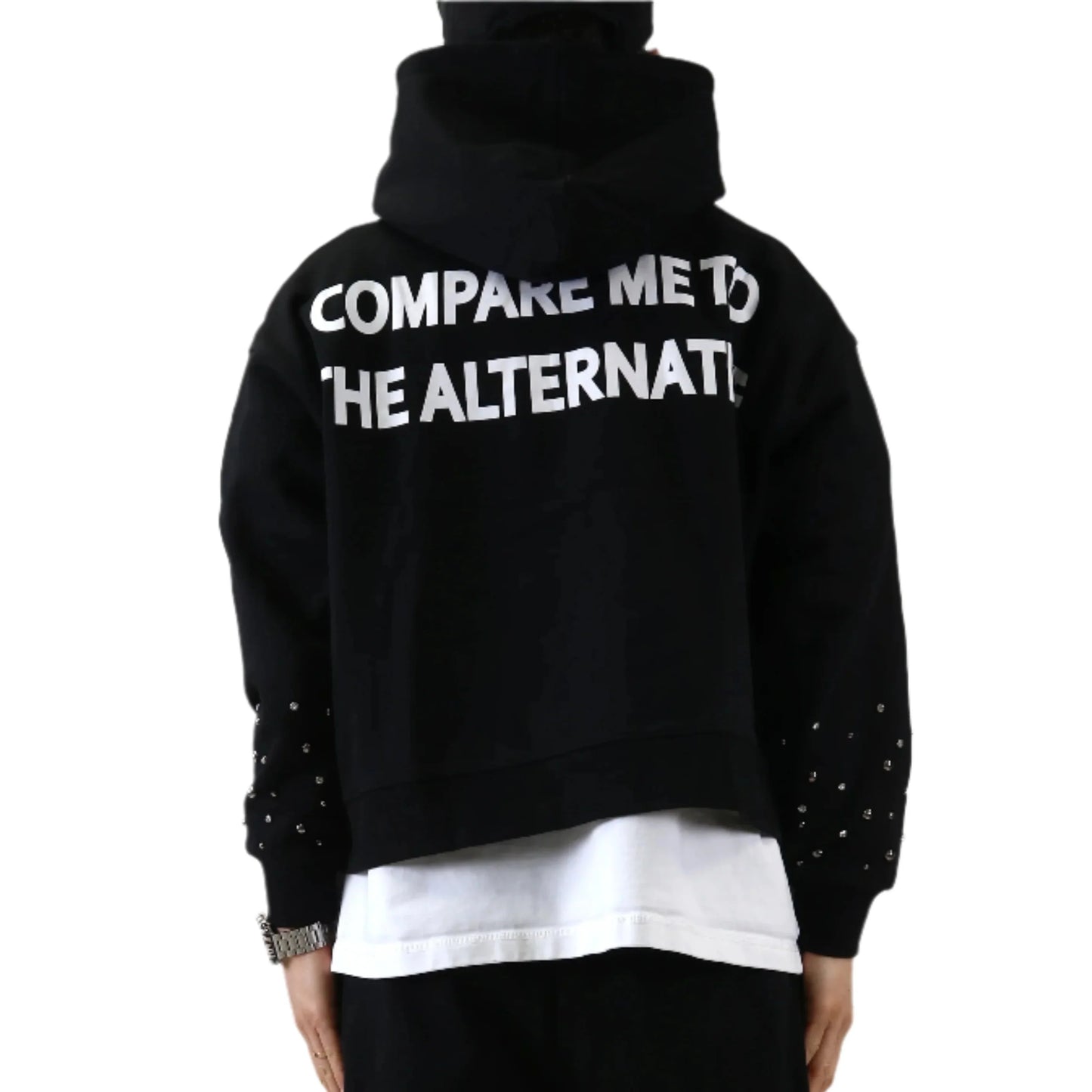 KARAN French Terry Long Sleeve Crop Top Full Zip Hoodie