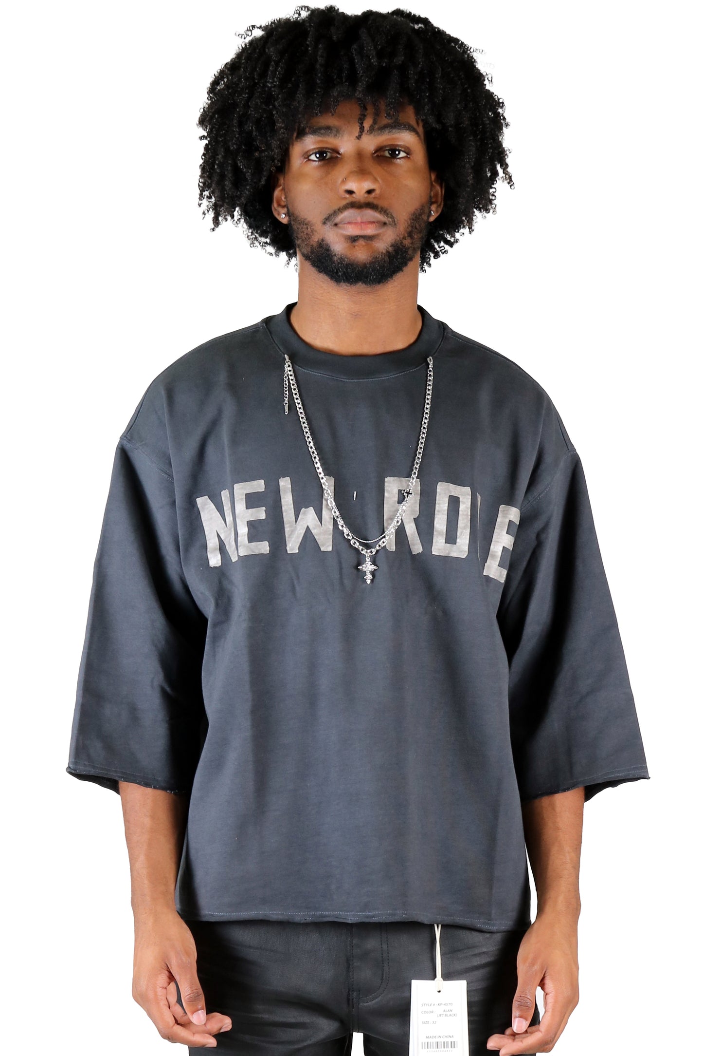 Camiseta crop top de manga 3/4 AVOYA S/N con collar desmontable