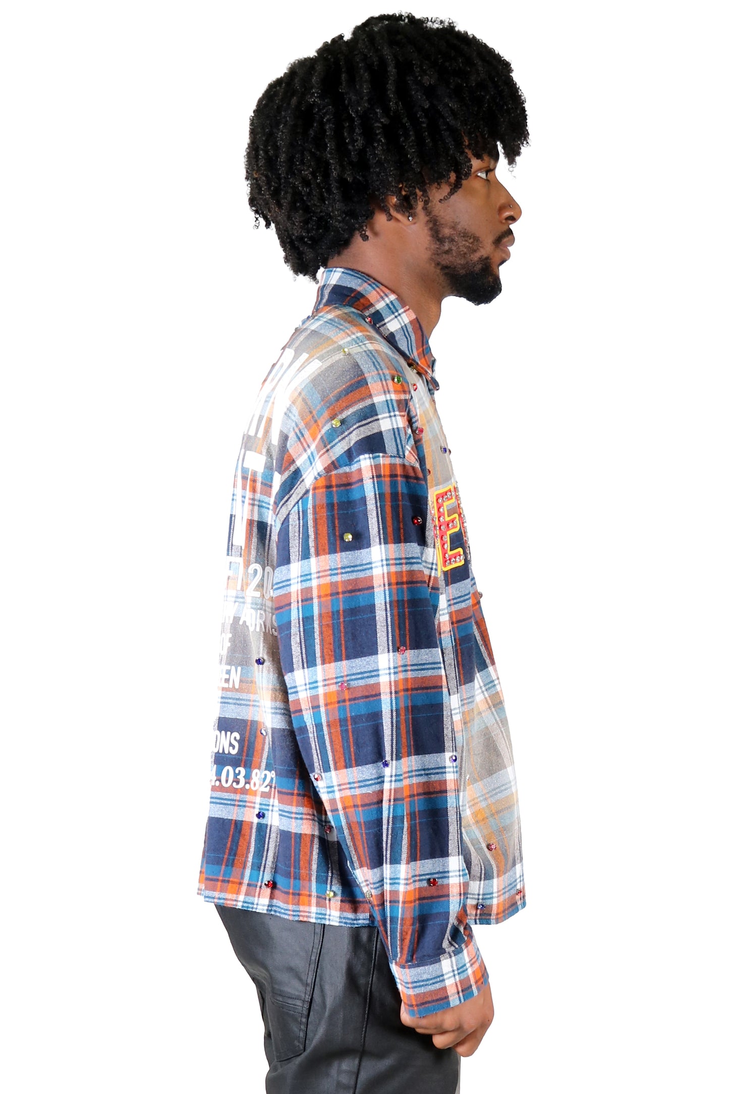 Camisa corta de franela lavada de manga larga con botones de SUIFU 