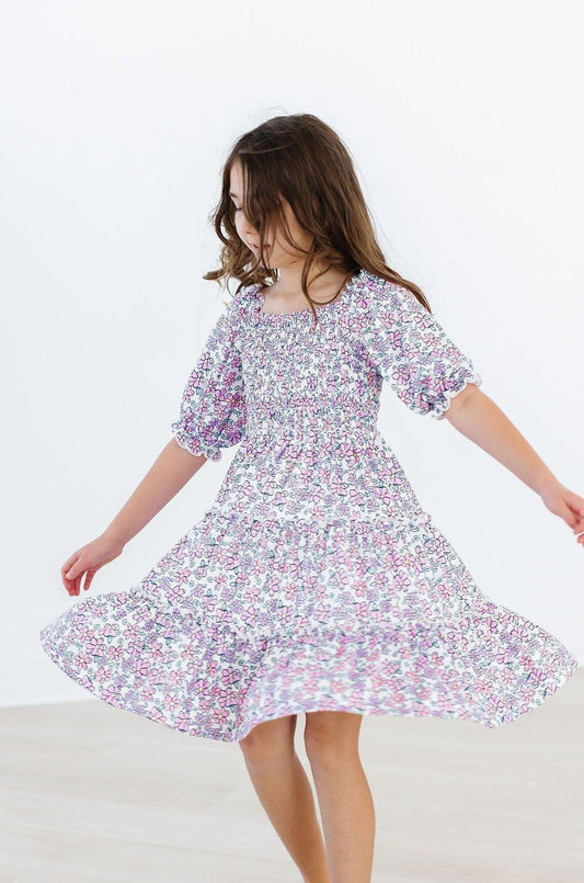 Lovely Lavender Smocked Ruffle Dress