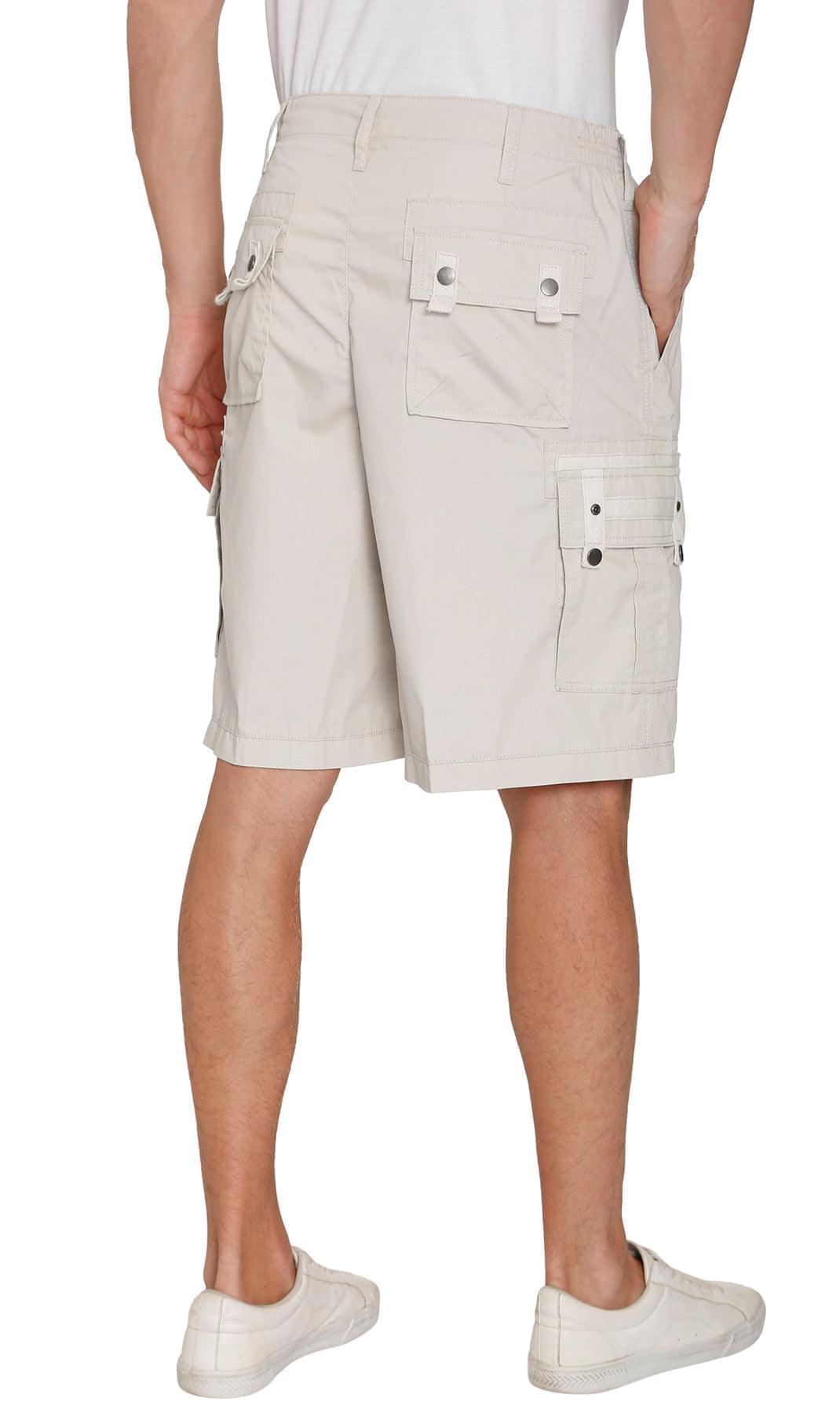 Men's Elastic Waist Cargo Shorts with Multi-Pocket Design