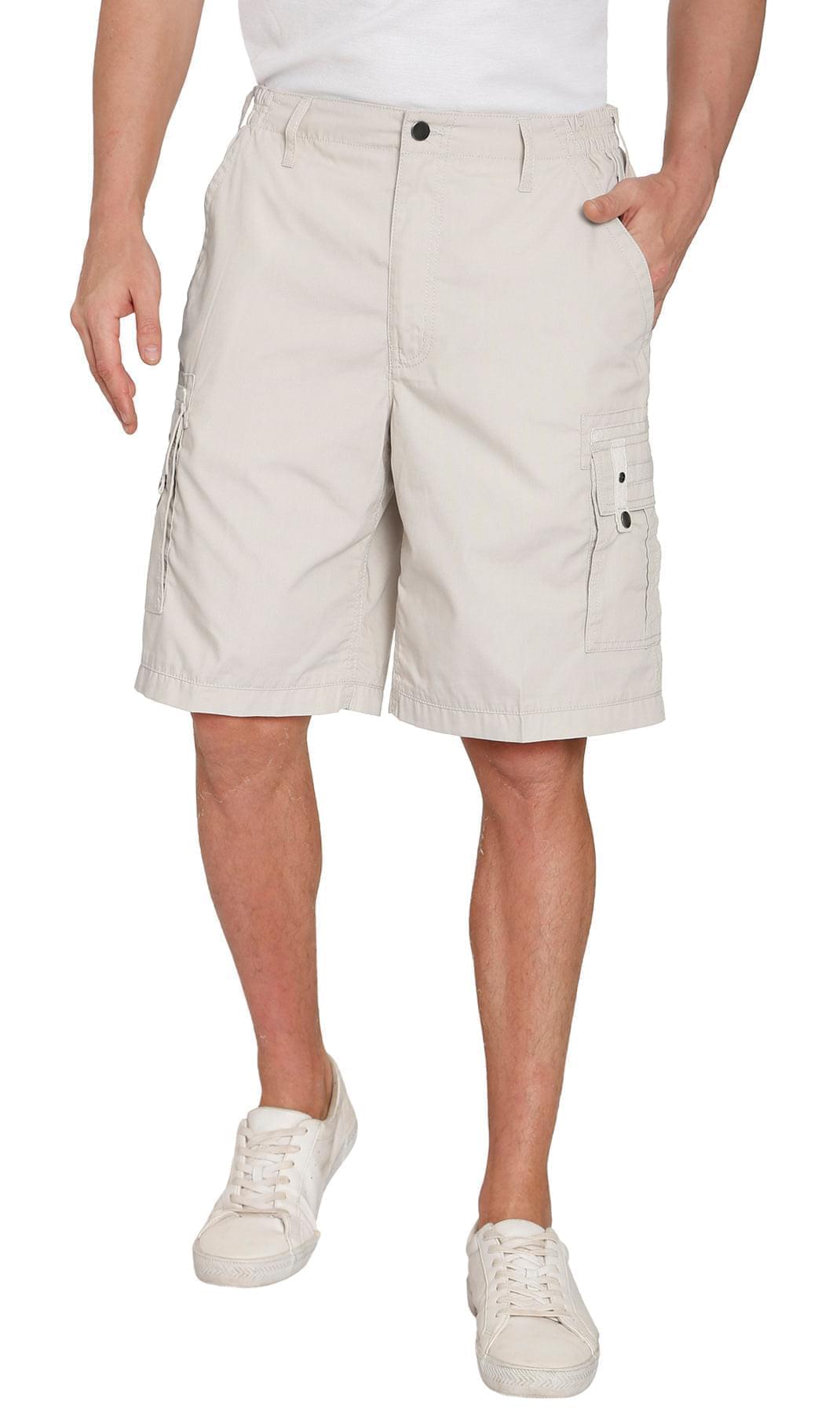 Men's Elastic Waist Cargo Shorts with Multi-Pocket Design