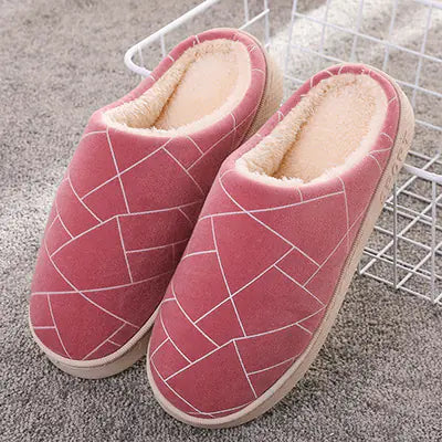 Cozy Plush Geometry Winter Slippers