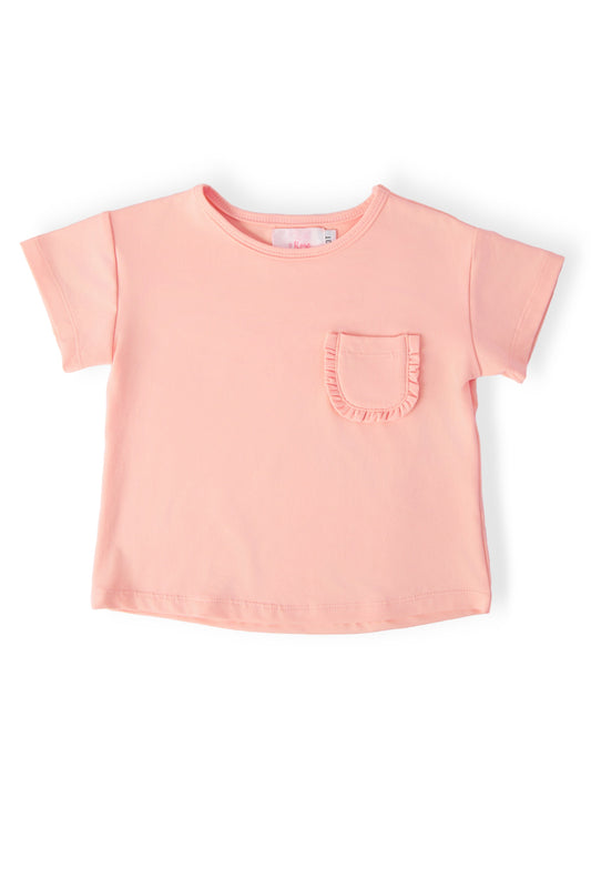 Peach Ruffle Pocket Tee