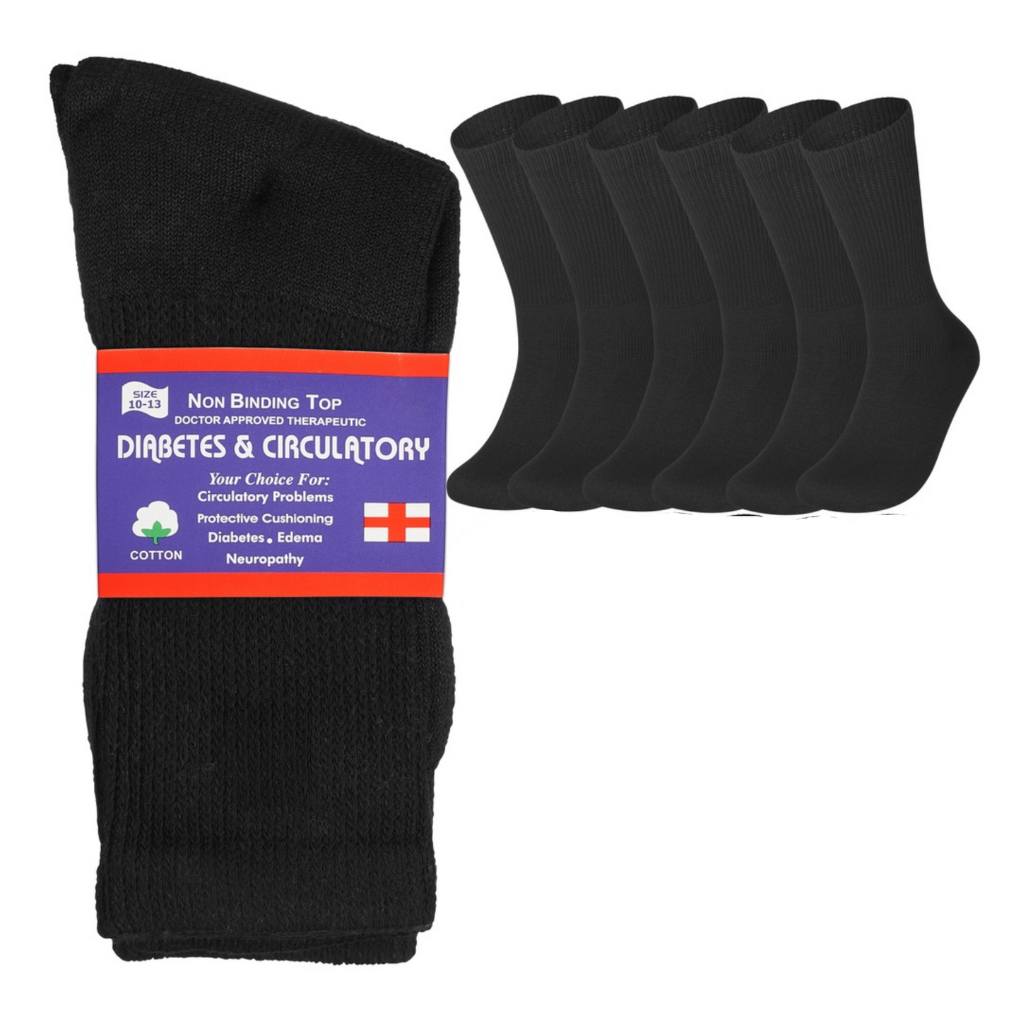 Lot 3 6 12 Pairs Men's Circulatory Diabetic Crew Socks Size 9-11 10-13 13-15