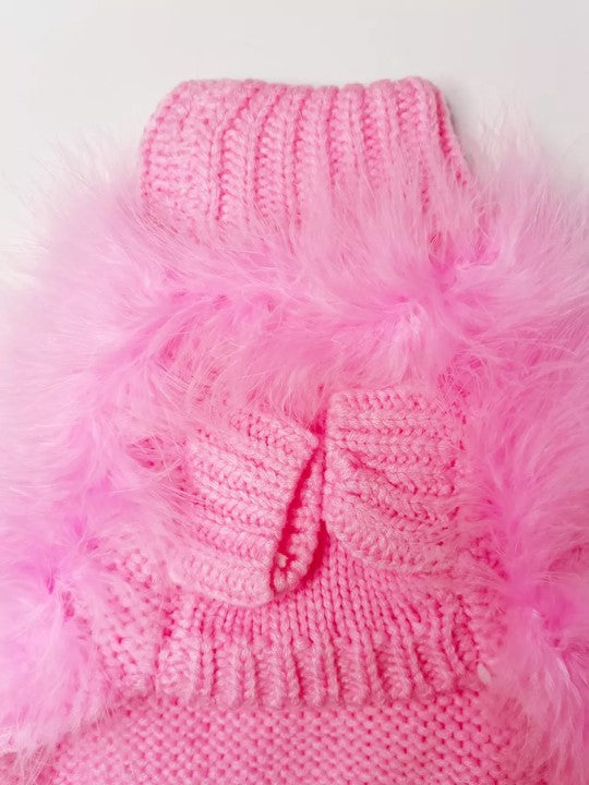 Suéter de lujo para mascotas con plumas de alta costura