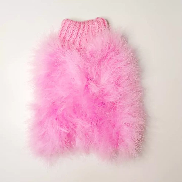 Suéter de lujo para mascotas con plumas de alta costura