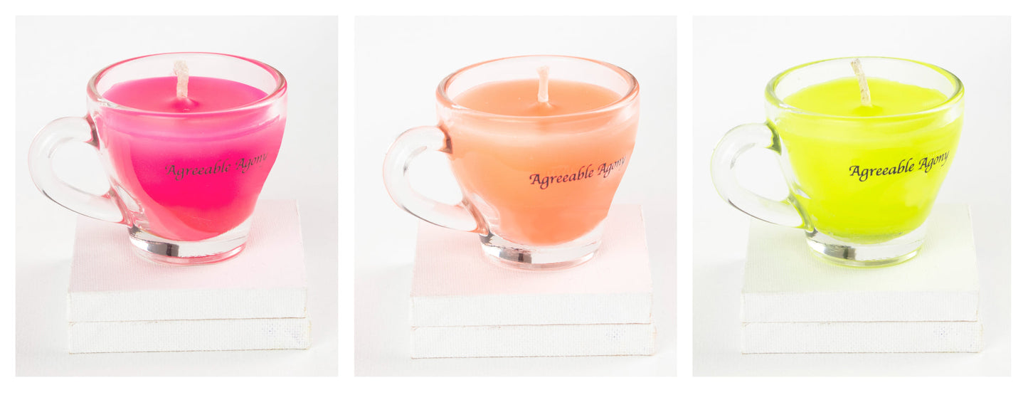Vela de cera Teacup Play - Baja temperatura - Parafina - Regular y luz negra - Mini