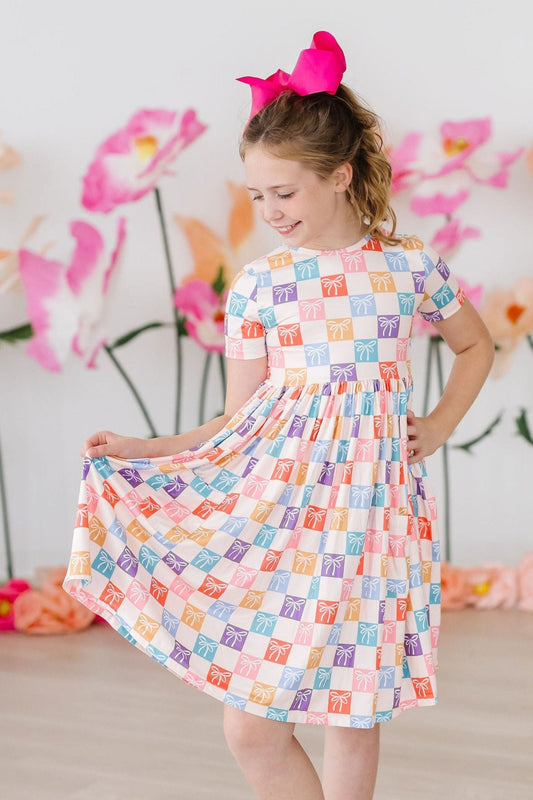 SALE Rainbow Ribbons S/S Pocket Twirl Dress