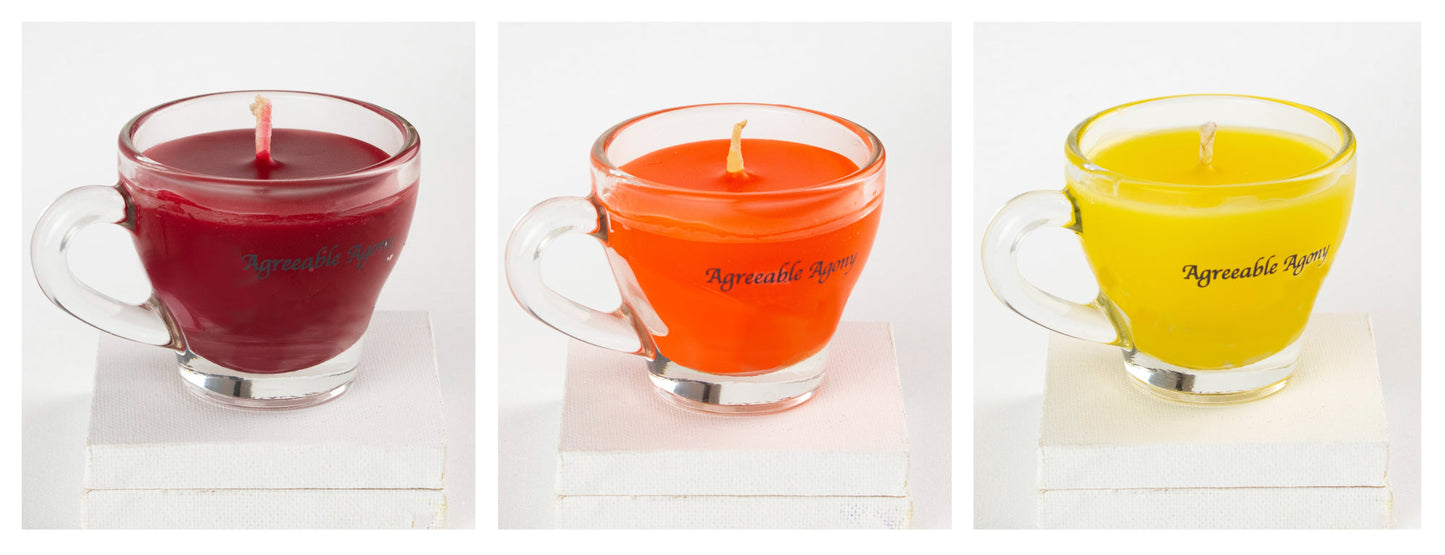 Vela de cera Teacup Play - Baja temperatura - Parafina - Regular y luz negra - Mini