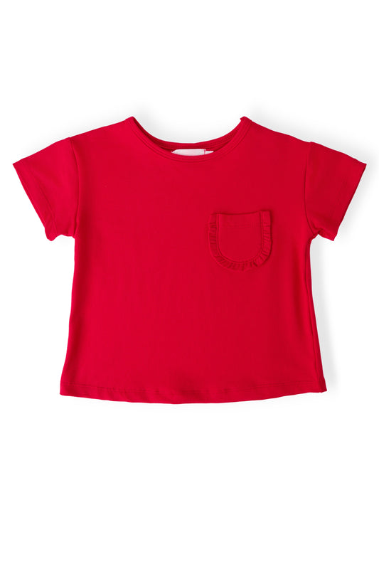 Red Ruffle Pocket Tee