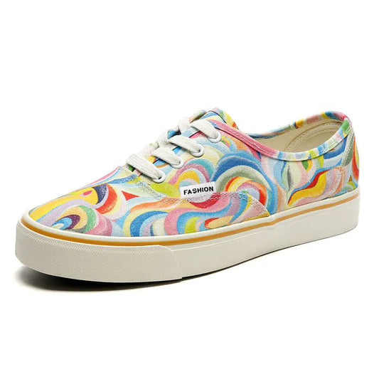 Zapatillas deportivas de pareja con grafiti arcoíris - Diseño de caña baja