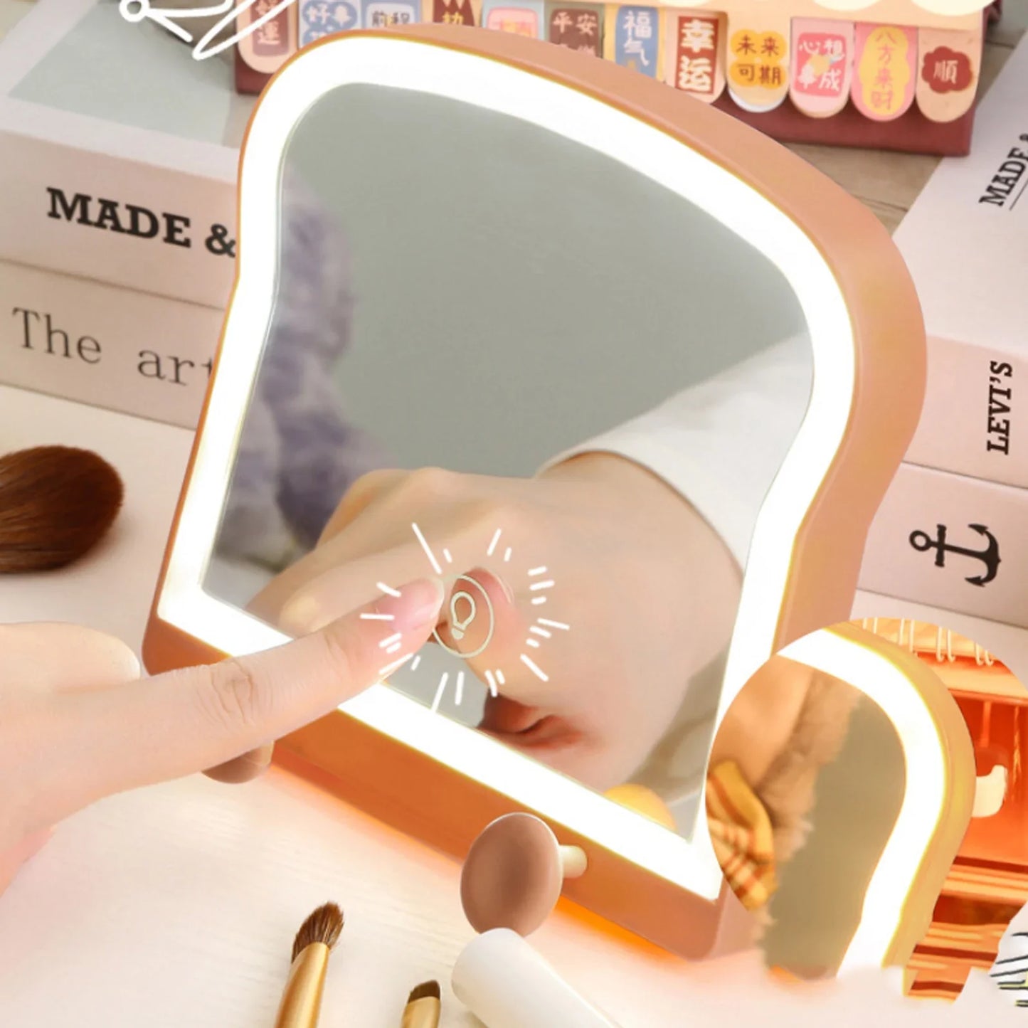Espejo de Maquillaje LED Tostada Kawaii