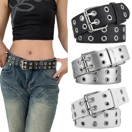 Simple Double Hole Belt - Punk Rock Y2K Style