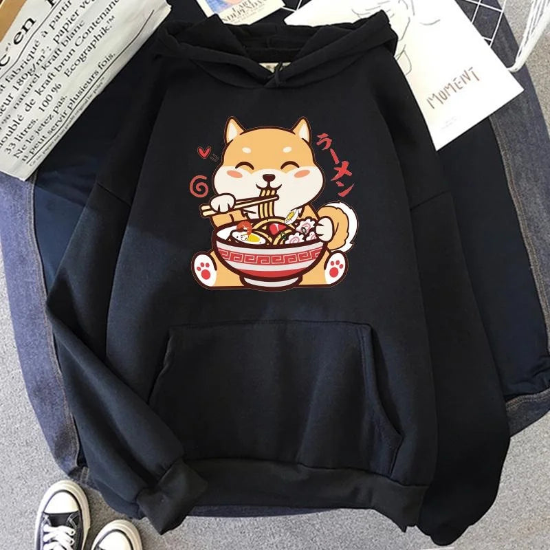 Sudadera con capucha de ramen y shiba inu adorable