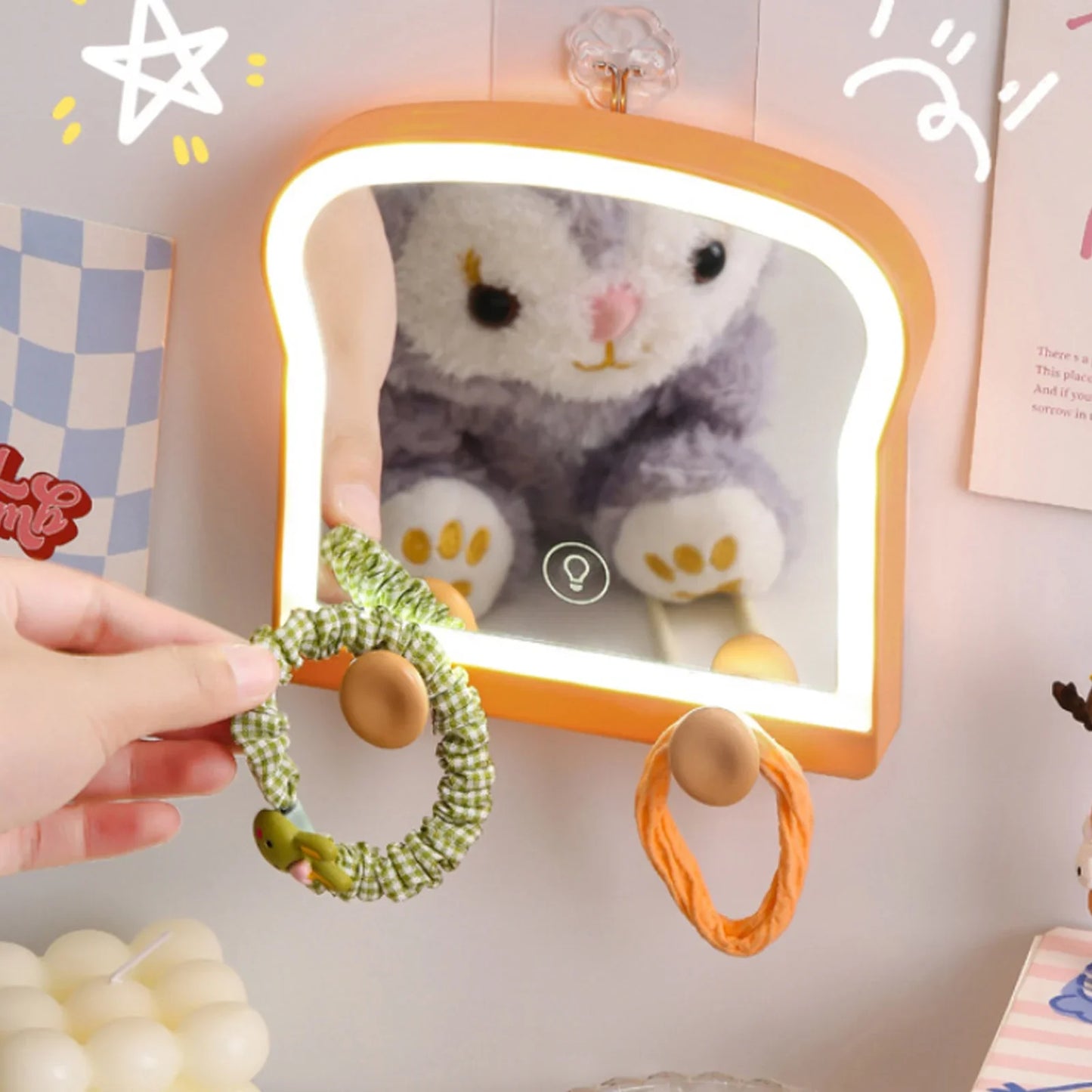 Espejo de Maquillaje LED Tostada Kawaii