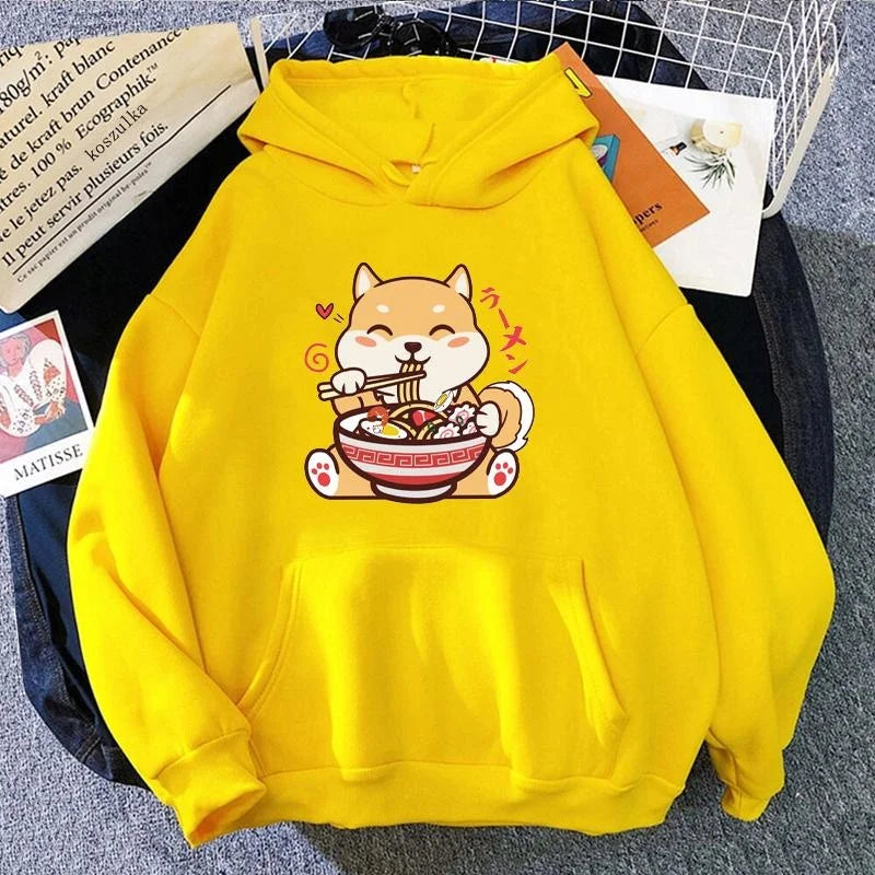 Sudadera con capucha de ramen y shiba inu adorable