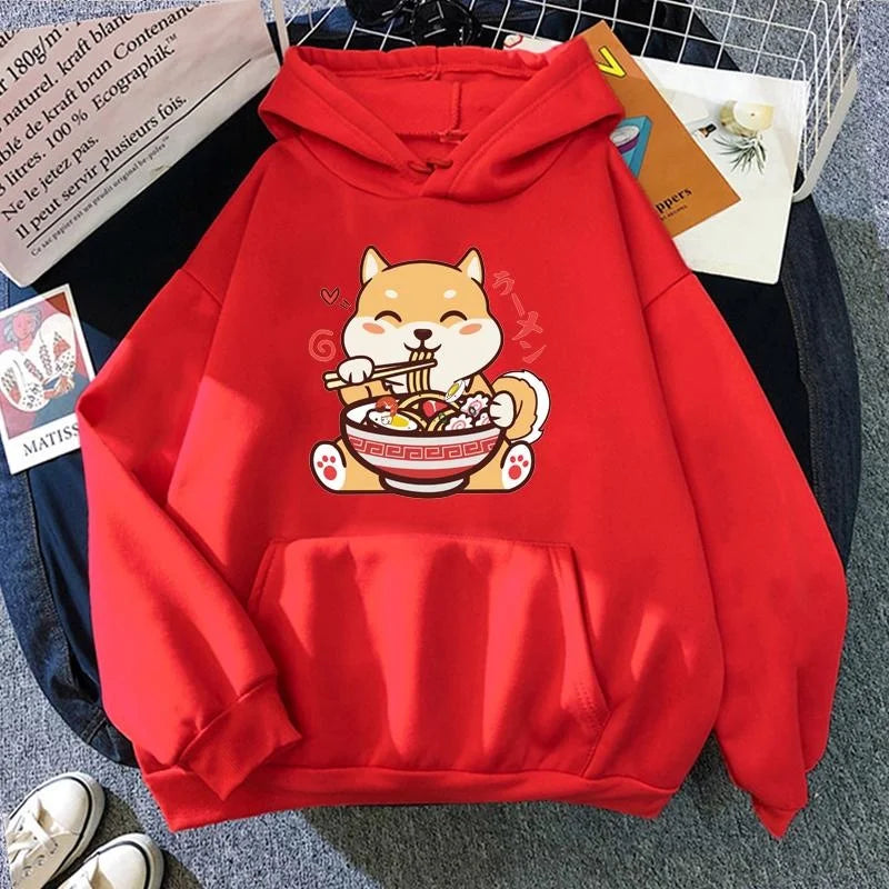 Sudadera con capucha de ramen y shiba inu adorable