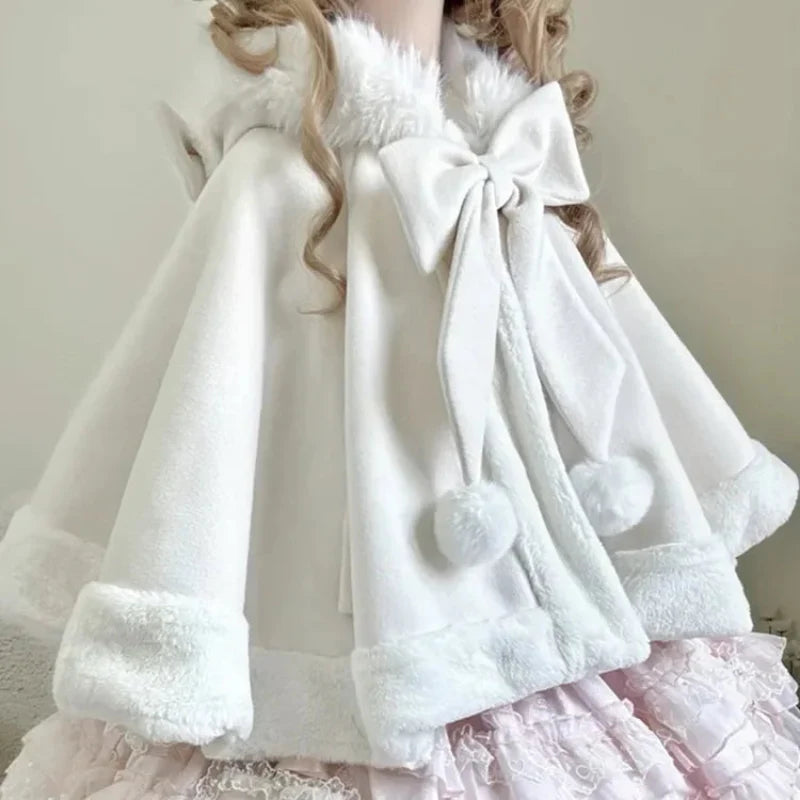 Capa con capucha de conejito kawaii 
