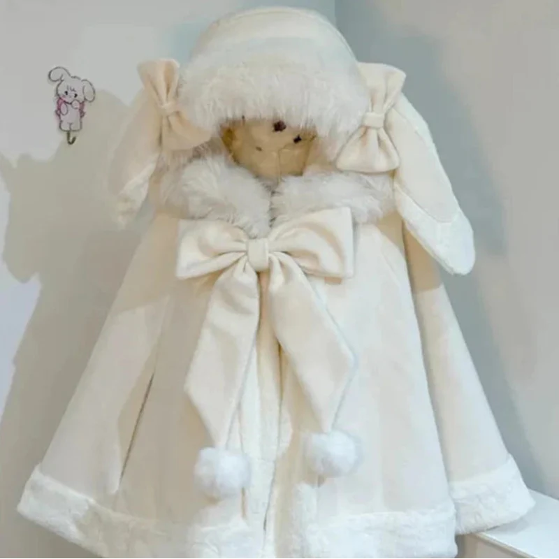 Capa con capucha de conejito kawaii 